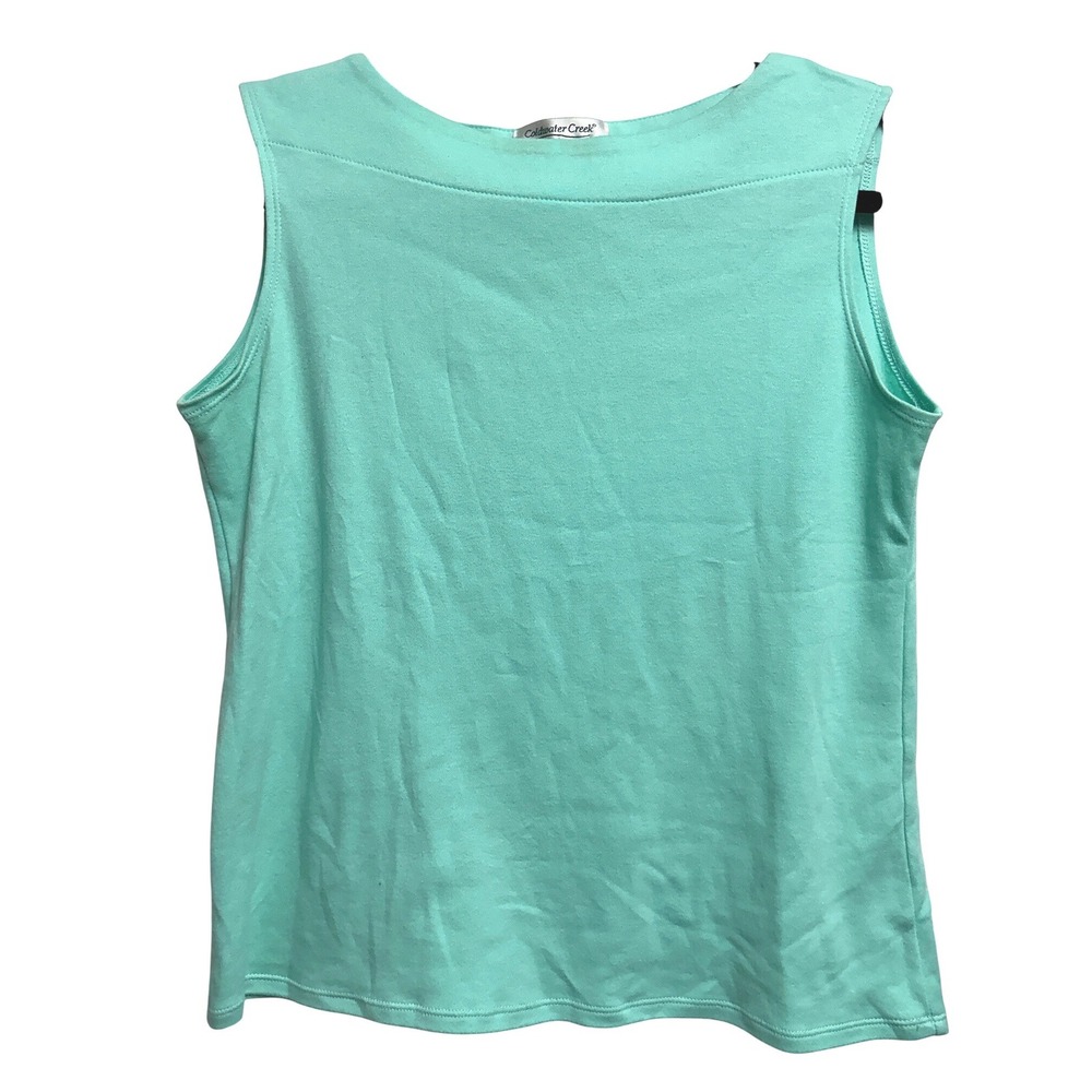 Coldwater Creek Boat Neck Sleeveless Mint Green‎ Tank Top Cotton Knit Small